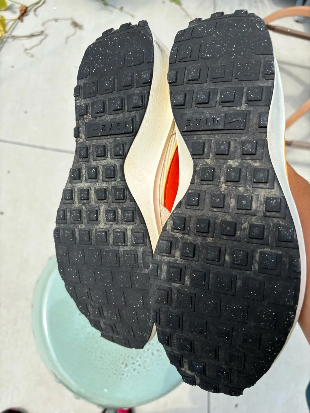 Nike Women's Waffle Debut  Low-Top Sneakers in Muslin/Campfire Orange size 9